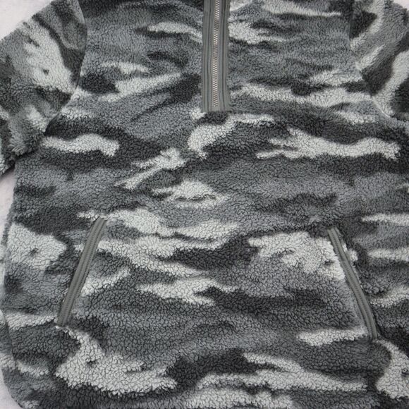 Cozy SHERPA Sweater Womens 2XL Gray Mock Neck Zip Fleece Camouflage Pocket - Picture 12 of 16